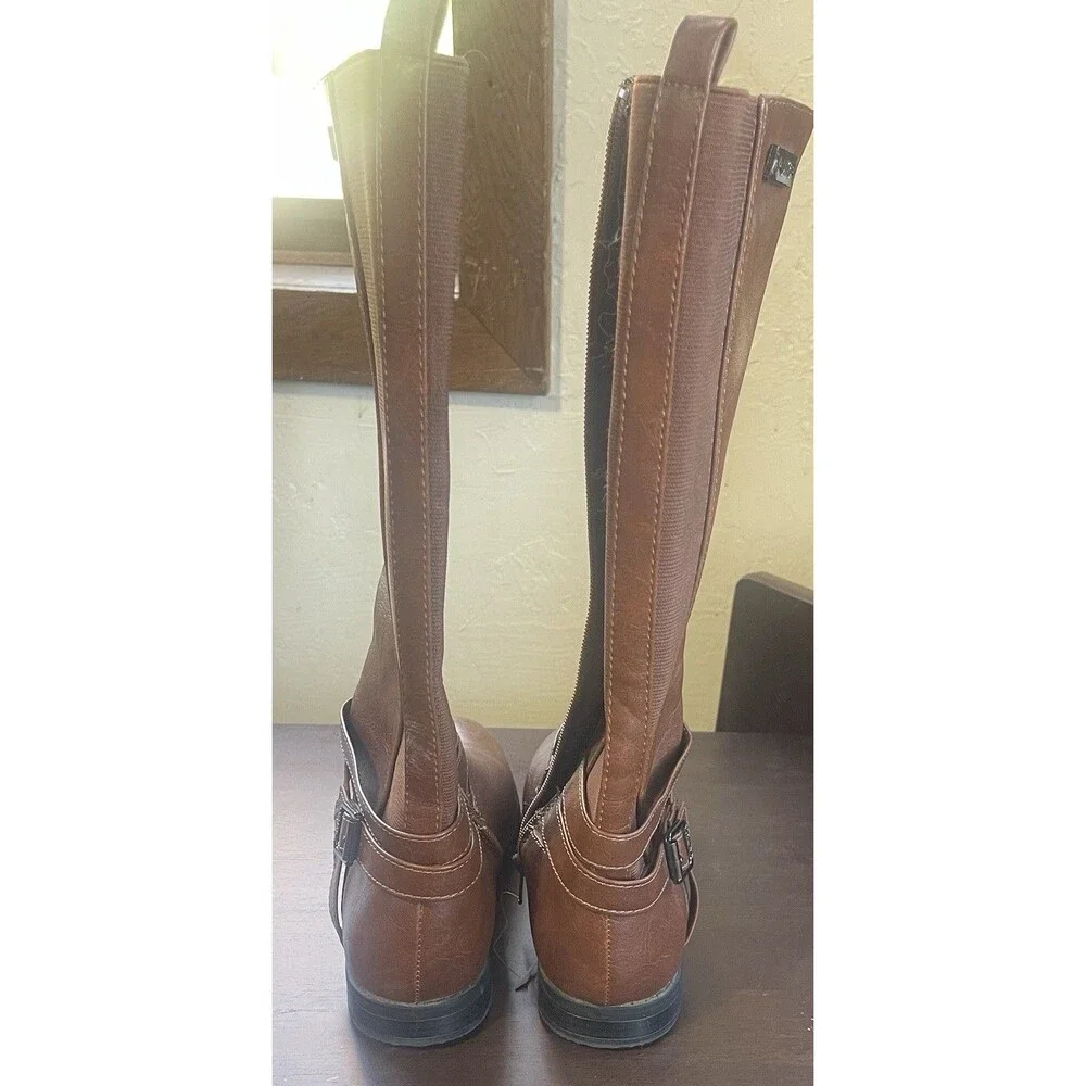 Nautica EVERES Youth Girls Tall Zip Boots Size 2 Cognac Brown New Cute